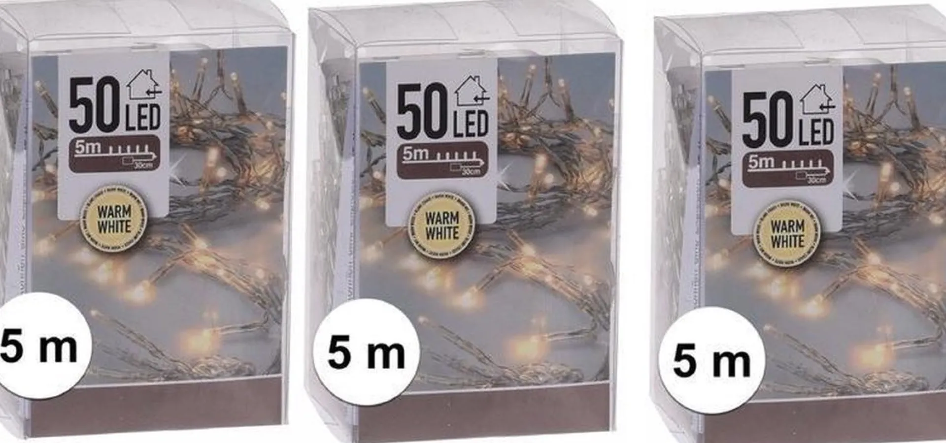 Merkloos 3X Kerstverlichting Op Batterij Warm Wit 50 Lampjes - Kerstlichtjes Op Batterijen Discount