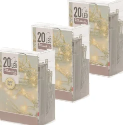 Merkloos 3X Kerstverlichting Op Batterij Warm Wit 20 Lampjes - Kerstlampjes Voor Binnen Store