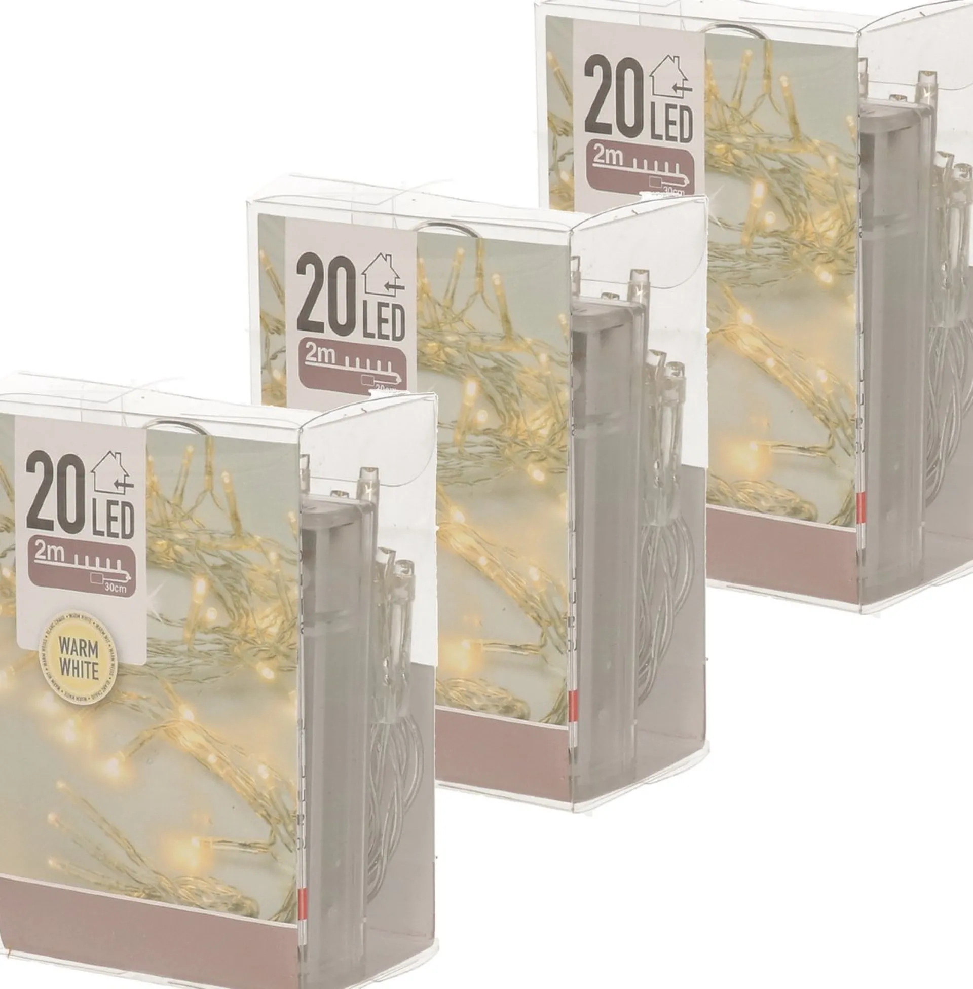Merkloos 3X Kerstverlichting Op Batterij Warm Wit 20 Lampjes - Kerstlampjes Voor Binnen Store