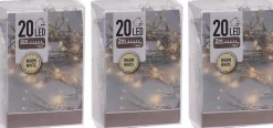Merkloos 3X Kerstverlichting Op Batterij Warm Wit 20 Lampjes - Kerstlampjes Voor Binnen Store
