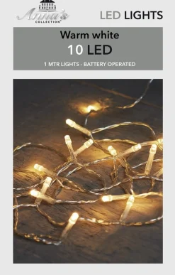 Merkloos 2X Kerstverlichting Op Batterijen Warm Wit 10 Lampjes 100 Cm/1 Meter - Warm Witte Mini Verlichting - Kerstlampjes/Kerstlichtjes Op Batterij Cheap
