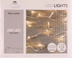 Merkloos 2X Kerstverlichting Op Batterij Met Timer Warm Wit 200 Lampjes - Warm Witte Kerstlampjes/Kerstlichtjes Cheap