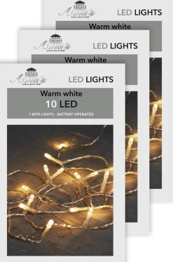 Merkloos 3X Kerstverlichting Op Batterijen Warm Wit 10 Lampjes 100 Cm/1 Meter - Warm Witte Mini Verlichting - Kerstlampjes/Kerstlichtjes Op Batterij Store