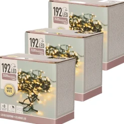 Merkloos 3X Kerstverlichting Op Batterij Warm Wit Buiten 192 Lampjes - Kerstlampjes/Kerstlichtjes Lichtsnoeren Sale