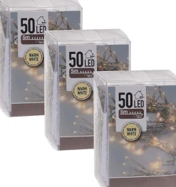 Merkloos 8X Kerstverlichting Op Batterij Warm Wit 50 Lampjes - Warm Witte Kerstlampjes/Kerstlichtjes Shop