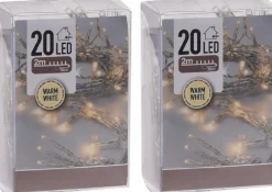 Merkloos 2X Kerstverlichting Op Batterij Warm Wit 20 Lampjes - Kerstlampjes Voor Binnen Flash Sale