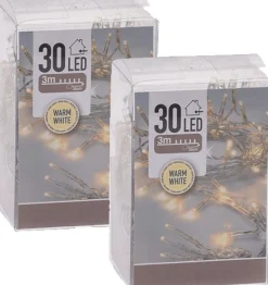 Merkloos 2X Kerstverlichting Op Batterij Warm Wit 30 Lampjes Store