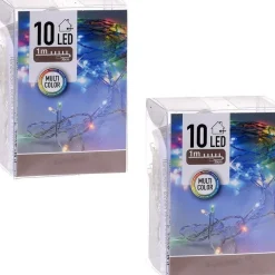 Merkloos 2X Kerstverlichting Op Batterij Gekleurd 10 Lampjes Hot
