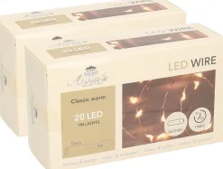 Anna's Collection 2X Koperen Kerstverlichting Met Timer 20 Led Lampjes 1 Meter New