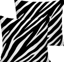 De Groen Home Kerstkussens>2X Kussenhoes Voor Sierkussen - Zwart&Wit Zebra Patroon - Velvet- 45X45 - Kussensloop - Aan Beide Zijdig Bedrukt