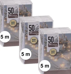 Merkloos 6X Led Kerstverlichting Op Batterij Warm Wit 50 Lampjes - Feestverlichting Lichtsnoeren Op Batterijen - Kerstlampjes/Kerstlichtjes Best