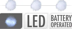 Merkloos 1X Led Lichtsnoeren Met 20 Sneeuwballen Lampjes Van 5 Cm Op Batterijen 190 Cm - Met Timer - Kerstverlichting Store