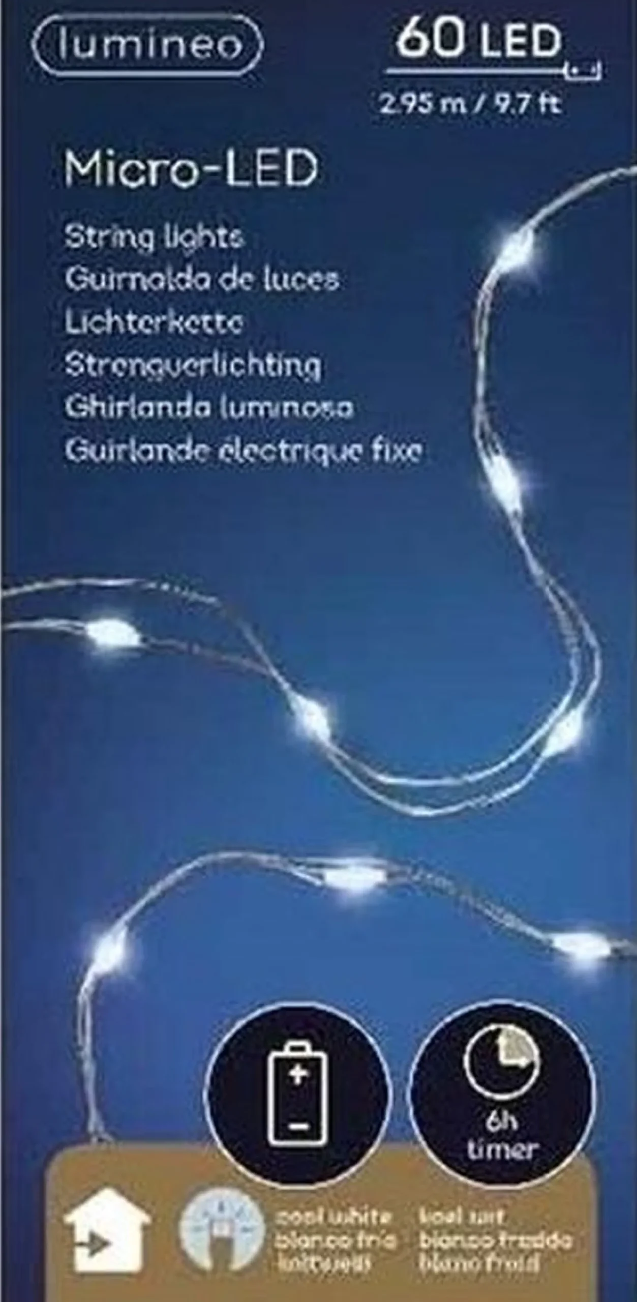 Merkloos 2X Micro Kerstverlichting Op Batterij Helder Wit 60 Lampjes - Microverlichting New