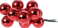 Merkloos Kerststukjes>10X Mini Glazen Kerstballen Kerststekers/Instekertjes Rood 2 Cm - Rode Kerststukjes Kerstversieringen Glas