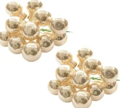 Decoris Kerststukjes>20X Mini Glazen Kerstballen Kerststekers/Instekertjes Parel 2 Cm - Parel Kerststukjes Kerstversieringen Glas
