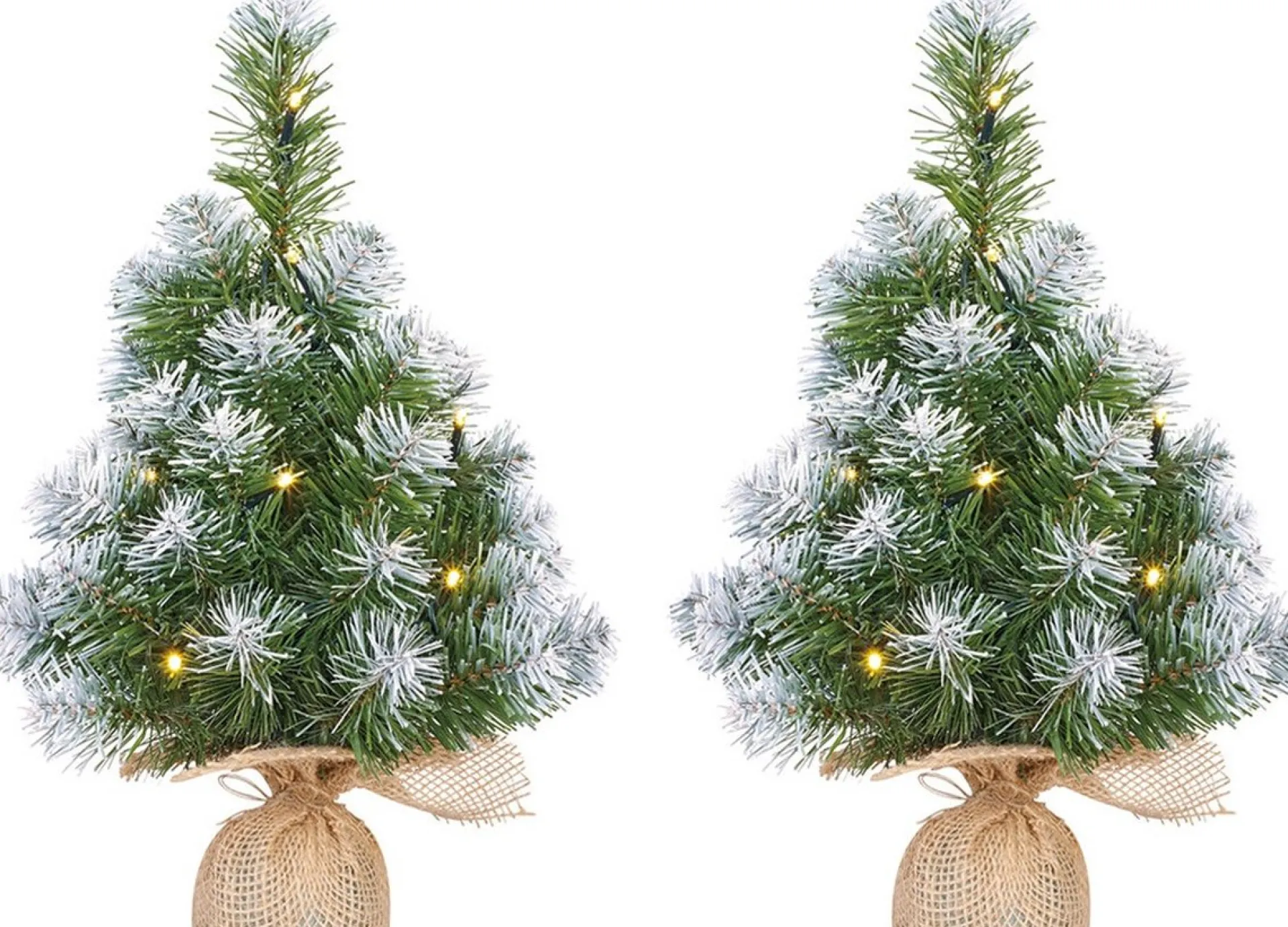 Mica Decorations 2X Mini Kunst Kerstboom Met 10 Led Lampjes En Sneeuw 45 Cm - Mini Kerstboompjes Best Sale