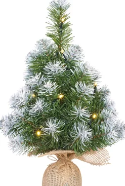 Mica Decorations 2X Mini Kunst Kerstboom Met 10 Led Lampjes En Sneeuw 45 Cm - Mini Kerstboompjes Best Sale