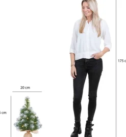 Mica Decorations 1X Mini Kunst Kerstboom Met 10 Led Lampjes En Sneeuw 45 Cm - Mini Kerstboompjes Cheap