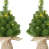 Mica Decorations 2X Mini Kunst Kerstboom Met 15 Led Lampjes 60 Cm - Mini Kerstboompjes Hot