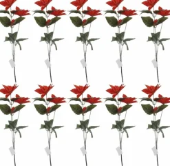Merkloos Kerststukjes>10X Rode Kerstster Bloem 66 Cm