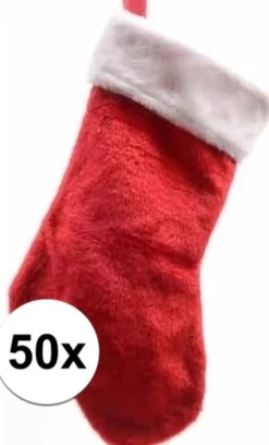 Decoris Kerstsokken>50X Rode Pluche Kerstsokken 40 Cm