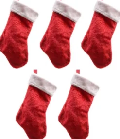Decoris Kerstsokken>5X Rode Pluche Kerstsokken 40 Cm