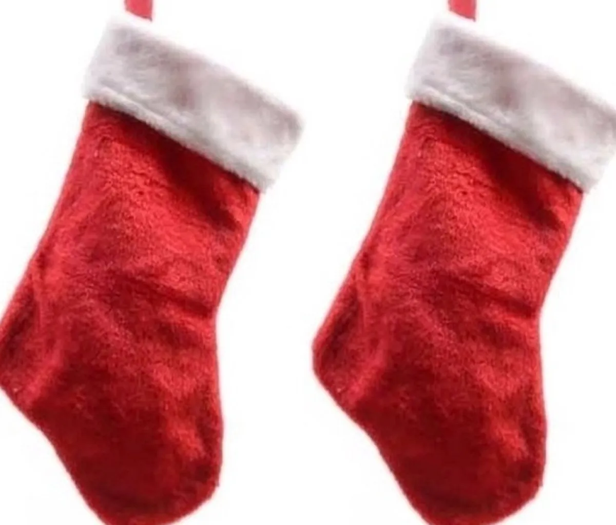 Decoris Kerstsokken>2X Rode Pluche Kerstsokken 40 Cm