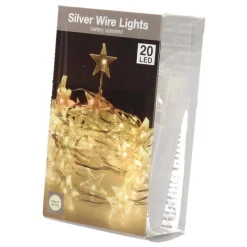 Merkloos 3X Ster Verlichting Zilverdraad Op Batterij Warm Wit 20 Lampjes Clearance