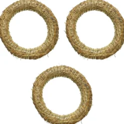 Merkloos Kerstkransen>3X Stro Kerstkrans Om Te Decoreren 20 Cm - Kerst Deurkransen - Strokransen