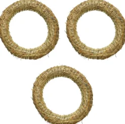 Merkloos Kerstkransen>3X Stro Kerstkransen Om Te Decoreren 25 Cm - Kerst Deurkransen - Strokransen