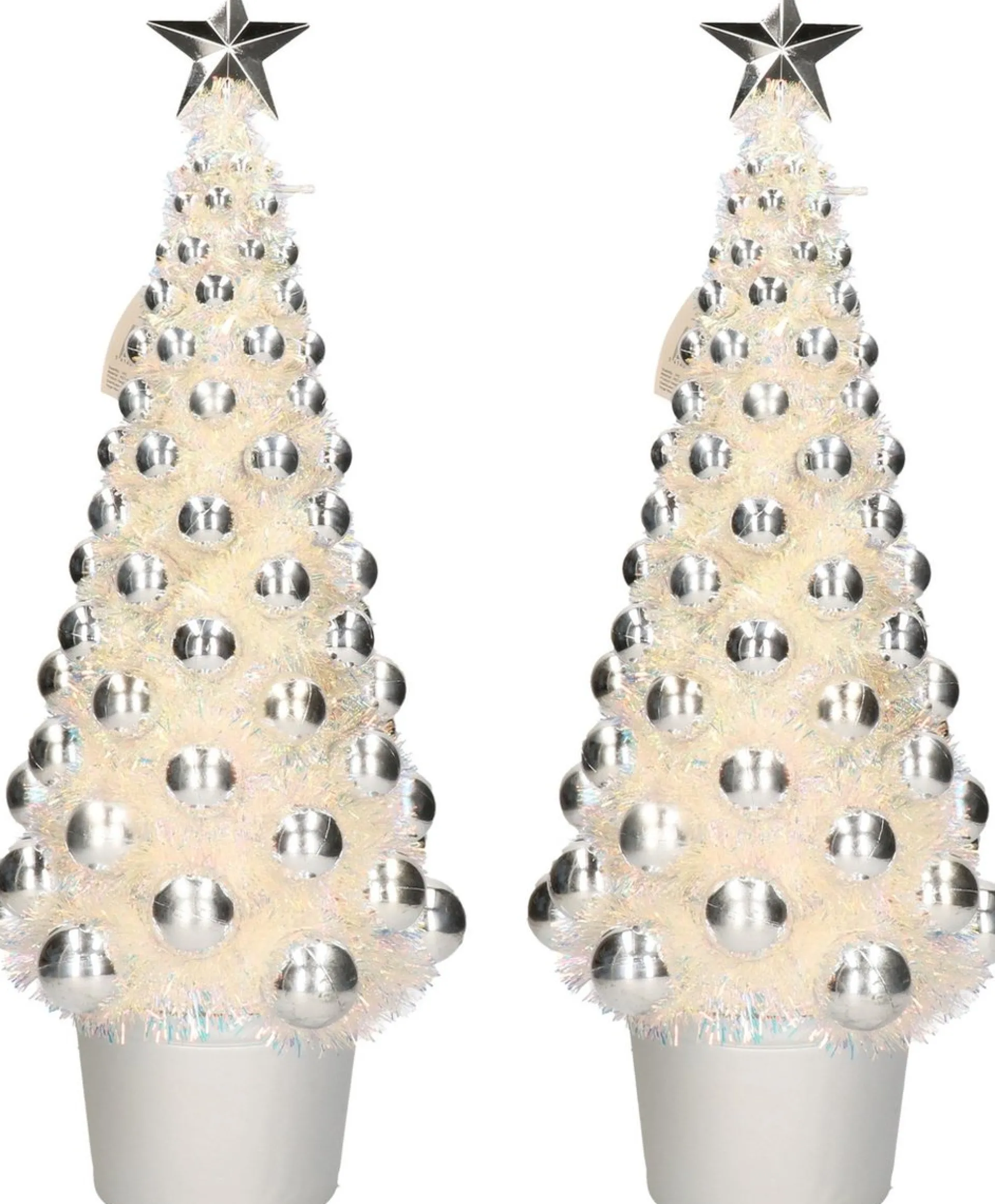 Merkloos 2X Stuks Complete Kerstbomen Met Ballen En Lichtjes Zilver 60 Cm - Kunst Kerstbomen/Kunstkerstbomen Met Versiering En Verlichting Flash Sale