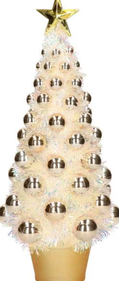 Merkloos 2X Stuks Complete Kunstkerstbomen Met Lichtjes En Ballen Goud - Kerstversiering - Kerstbomen - Kerstaccessoires - Kerstverlichting Goudkleurig Best