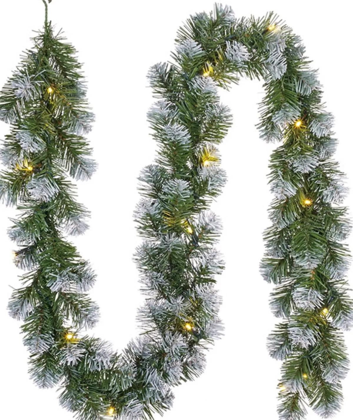 Black Box Guirlandes>2X Stuks Dennenslingers Groen Met 15 Led Lampjes En Sneeuw 20 X 180 Cm - Kerstslingers / Dennen Slingers