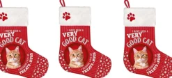 Merkloos Kerstsokken>3X Stuks Dieren Kerstsokken Voor Katten/Poezen 37 X 30 Cm - Kerstaccessoires Voor Dieren/Huisdieren - Kerstok Voor De Kat/Poes