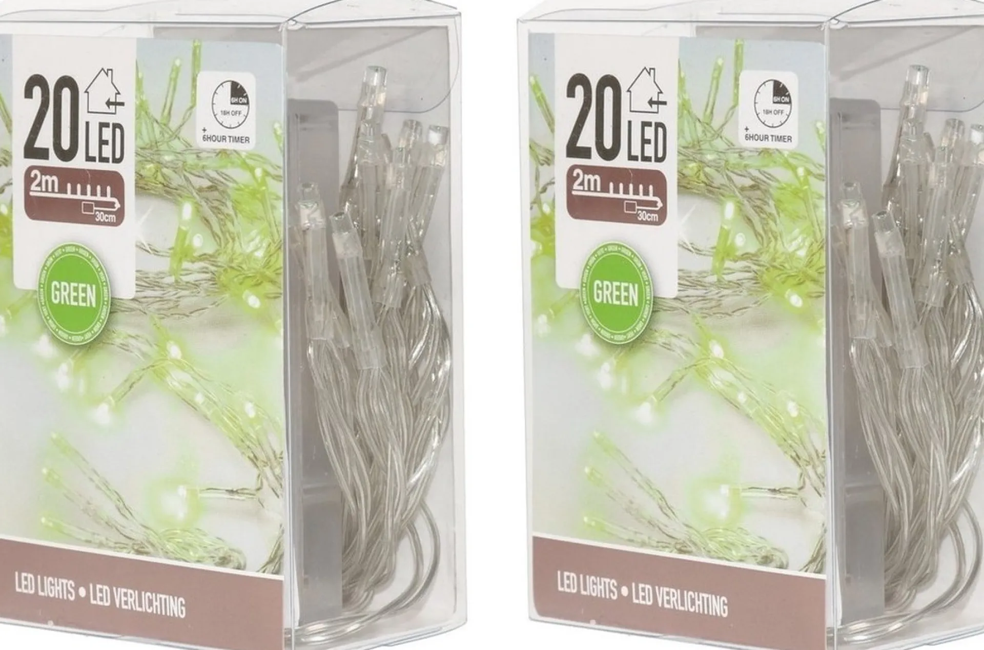 Merkloos 6X Stuks Groene Lichtsnoeren Clusterverlichting Op Batterijen 200 Cm Best