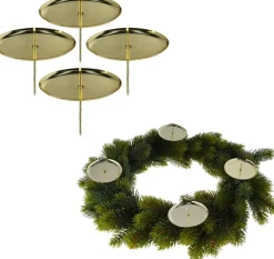 CEPEWA Kerststukjes>4X Stuks Kaarsenhouders/Waxinelichthouders Goud Voor In Een Kerststukje
