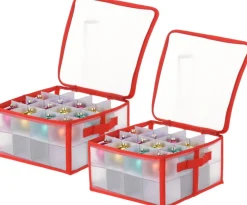 Merkloos 2X Stuks Kerstballen Opruimen/Opbergen Opbergboxen 30 X 30 X 15 Cm - Kerstversiering Opbergdozen Voor 32X Kerstballen Flash Sale