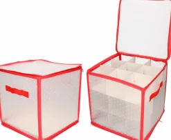 Bellatio Decorations 2X Stuks Kerstballen Opruimen/Opbergen Opbergboxen 31 X 31 X 31 Cm - Kerstversiering Opbergdozen Clearance