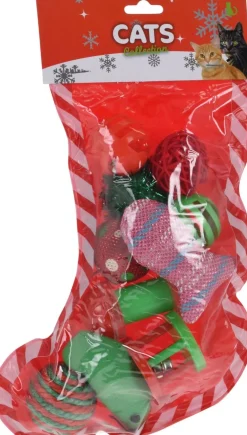 Merkloos Kerstsokken>2X Stuks Kerstcadeau Voor Katten/Poezen Kerstsok Met Speeltjes - Kattenspeelgoed/Poezenspeelgoed Kerst Thema