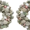 Decoris Kerstkransen>2X Stuks Kerstkransen/Dennenkransen White Wash Met Sneeuw En Versiering 34 Cm - Dennenkransen/Deurkransen Kerstversiering