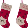Merkloos Kerstsokken>2X Stuks Kerstsok Rood Voor De Kat/Poes 19 Cm - Kerstversiering/Kerstdecoratie Kerstsokken Voor Huisdieren