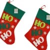 Merkloos Kerstsokken>4X Stuks Kerstsok Rood/Groen Ho Ho Ho 45 Cm Cm - Kerstversiering/Kerstdecoratie Kerstsokken