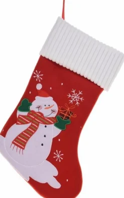 Merkloos Kerstsokken>3X Stuks Kerstsokken Met Sneeuwpop Print 46 Cm - Kerstversiering Haard Sokken