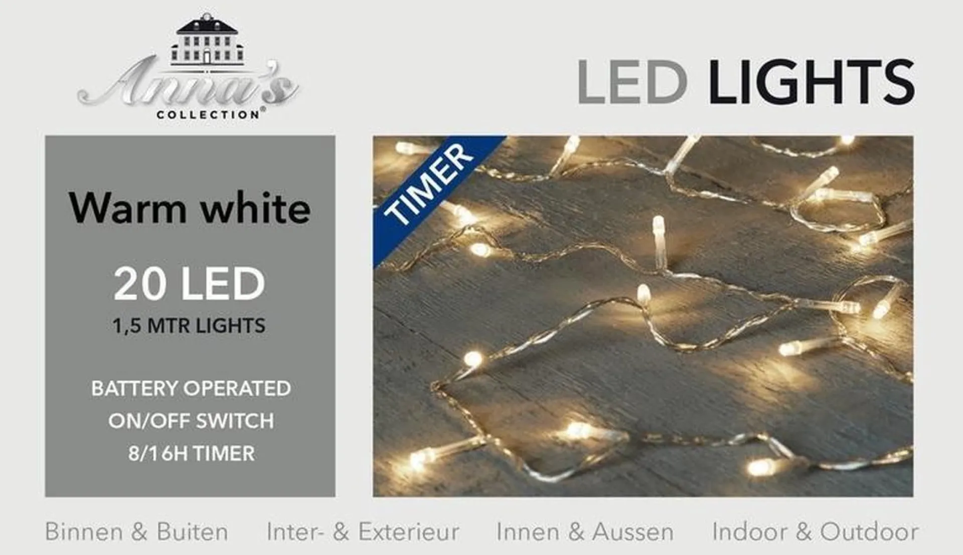 Anna's Collection 3X Stuks Kerstverlichting Met Timer 20 Warm Witte Lampjes Op Batterijen - Lichtsnoer Transparant Met 20 Leds Flash Sale