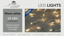 Anna's Collection 2X Stuks Kerstverlichting Met Timer 20 Warm Witte Lampjes Op Batterijen - Lichtsnoer Transparant Met 20 Leds New