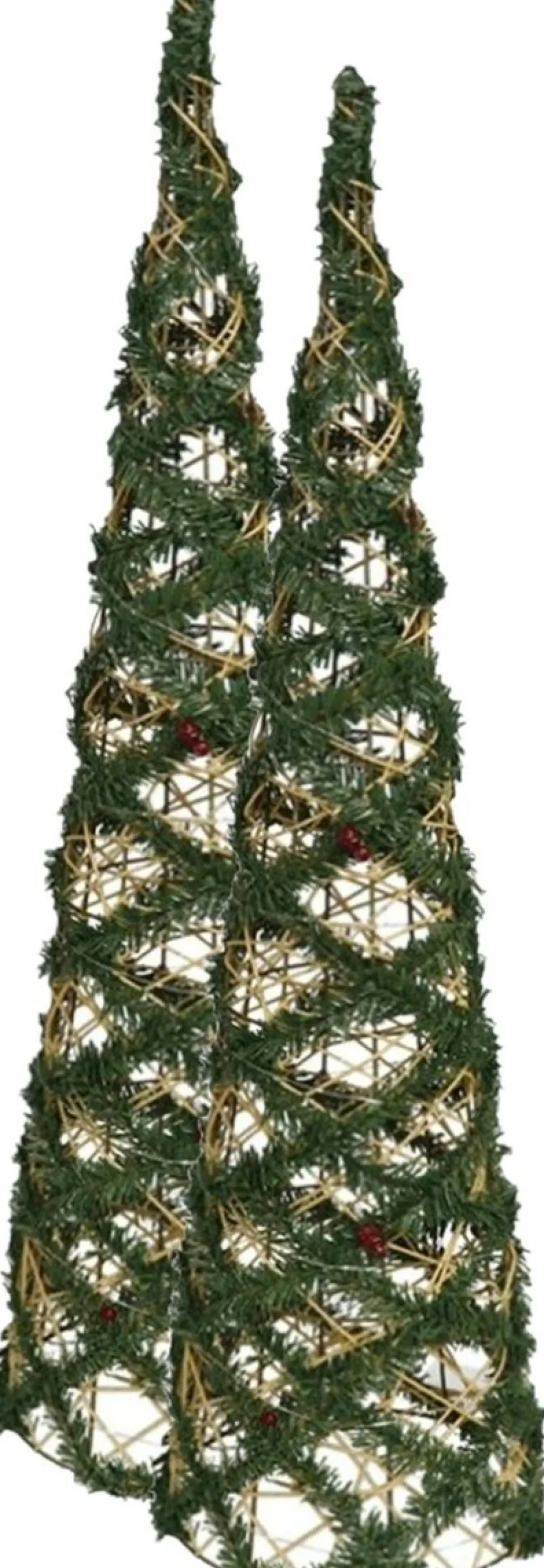 Gerim 2X Stuks Kerstverlichting Figuren Led Kegel/Pyramide Kerstbomen Draad/Groen 78 Cm 60 Warm Witte Lampjes Cheap