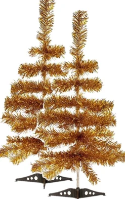 Arte r 2X Stuks Kleine Goud Kerstbomen Van 60 Cm Van Kunststof Met Voet - Mini Boompjes Voor Kinderkamer/Kantoor Goudkleurig Best