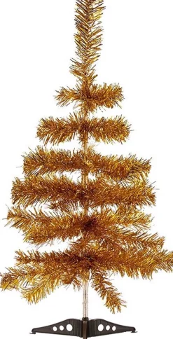 Arte r 2X Stuks Kleine Goud Kerstbomen Van 60 Cm Van Kunststof Met Voet - Mini Boompjes Voor Kinderkamer/Kantoor Goudkleurig Best