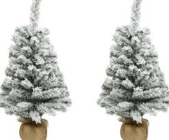 Merkloos 2X Stuks Kunstboom/Kunst Kerstboom Met Sneeuw 90 Cm - Kunst Kerstboompjes/Kunstboompjes - Kerstversiering Cheap