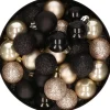 Merkloos Kerstboomversieringen>28X Stuks Kunststof Kerstballen Parel/Champagne En Zwart Mix 3 Cm - Kerstboomversiering